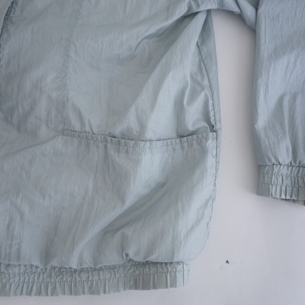 Vintage Haland! Silver-y Blue Nylon Cotton Lined Windbreaker Button Jacket L - Picture 6 of 11